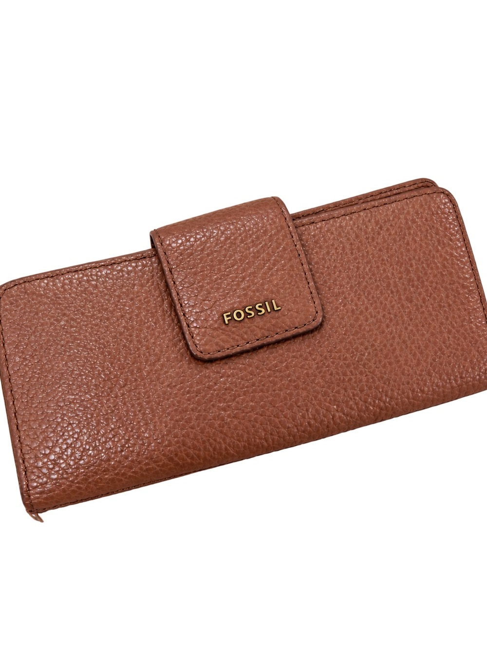 Fossil Madison Clutch Wallet Saddle Brown Leather Organizer NWT